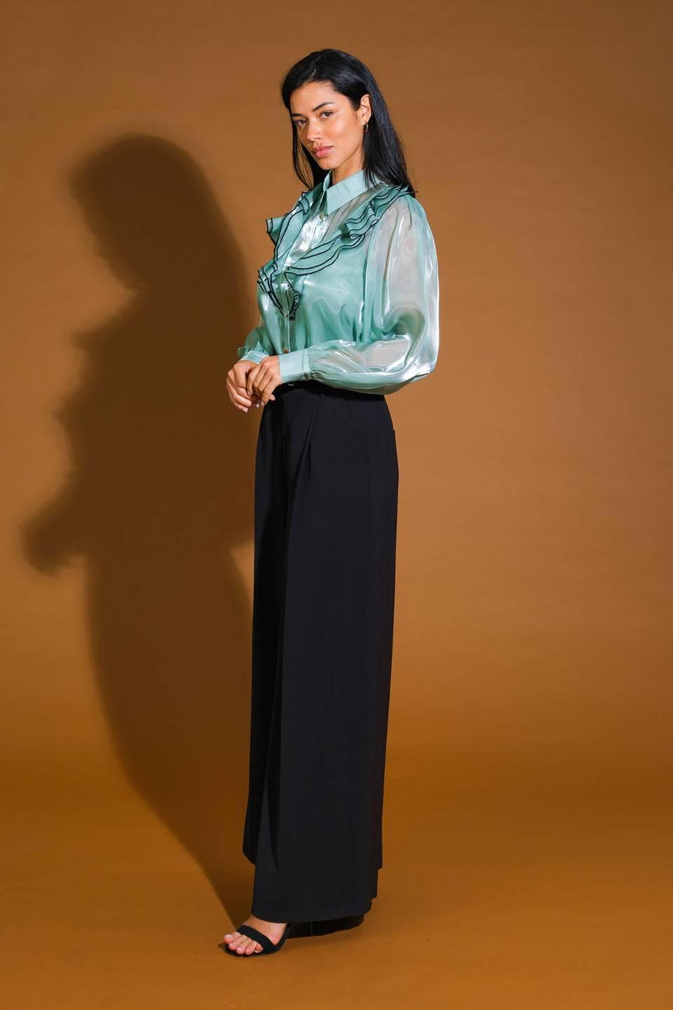 On a Day Woven Top in sage, view 3 — Soul Flow Apparel