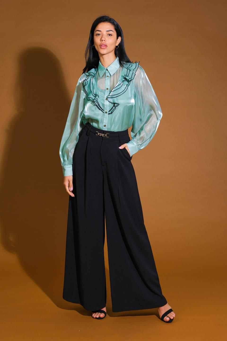 On a Day Woven Top in sage, view 5 — Soul Flow Apparel