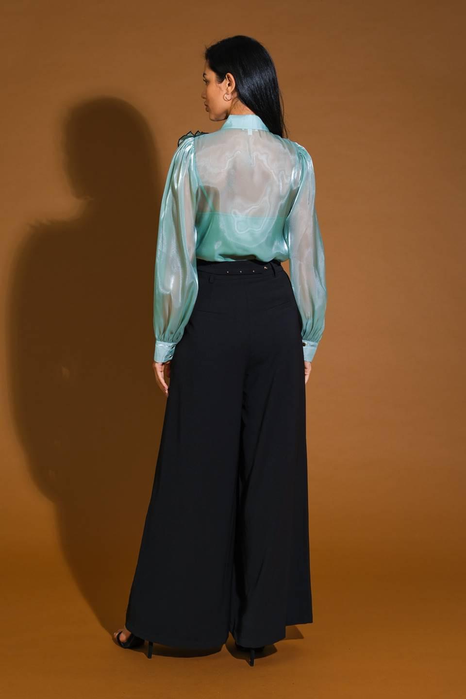On a Day Woven Top in sage, view 6 — Soul Flow Apparel