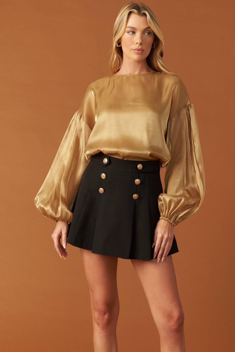 Time to Evolve Woven Top in bronze, view 4 — Soul Flow Apparel
