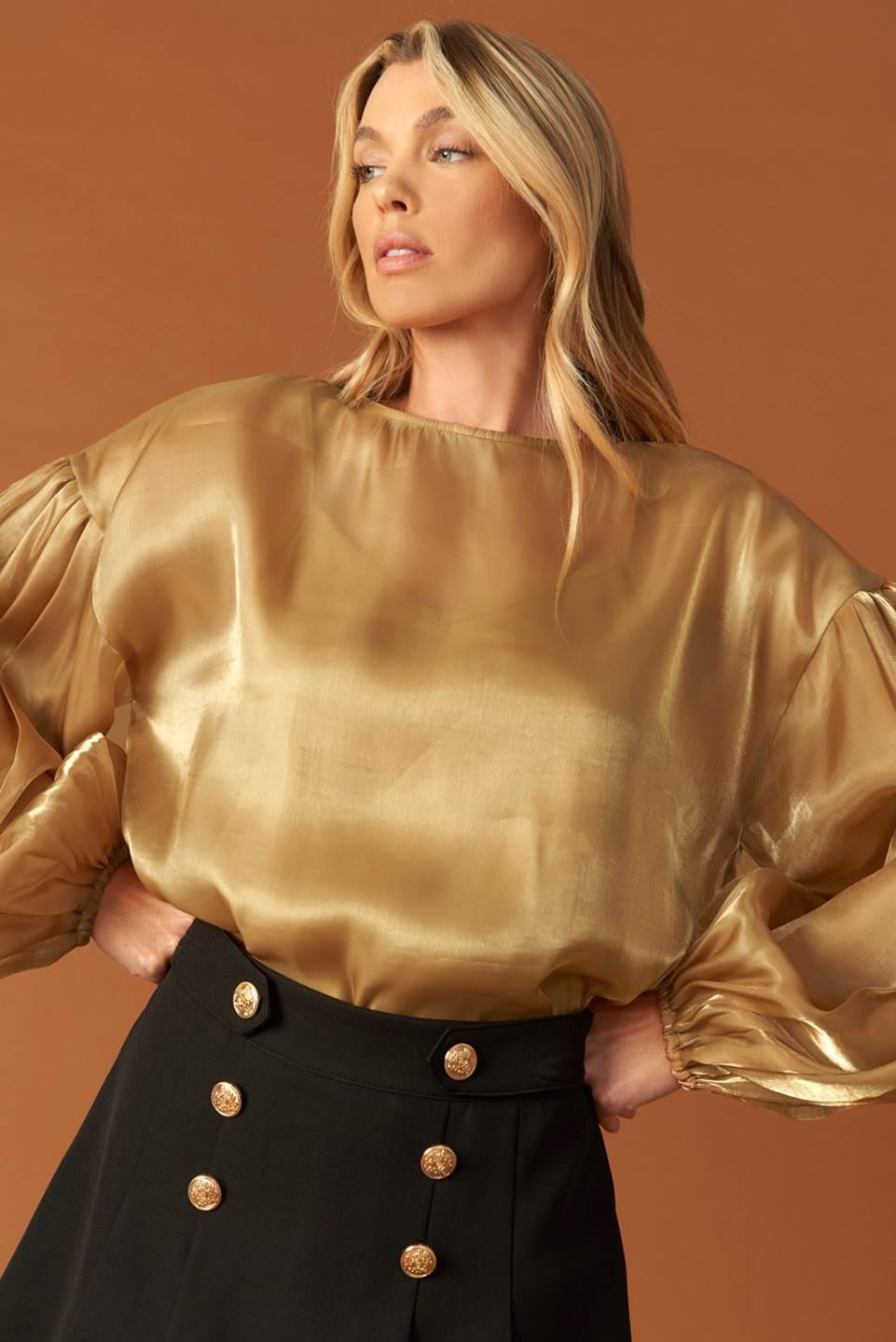 Time to Evolve Woven Top in bronze, view 5 — Soul Flow Apparel