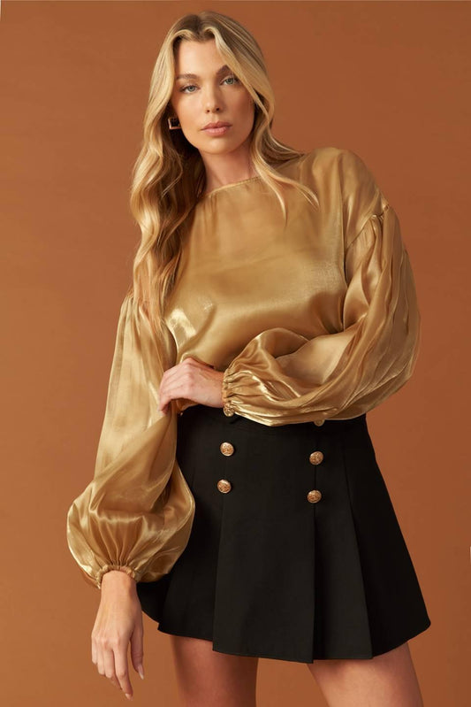 Time to Evolve Woven Top in bronze, view 6 — Soul Flow Apparel