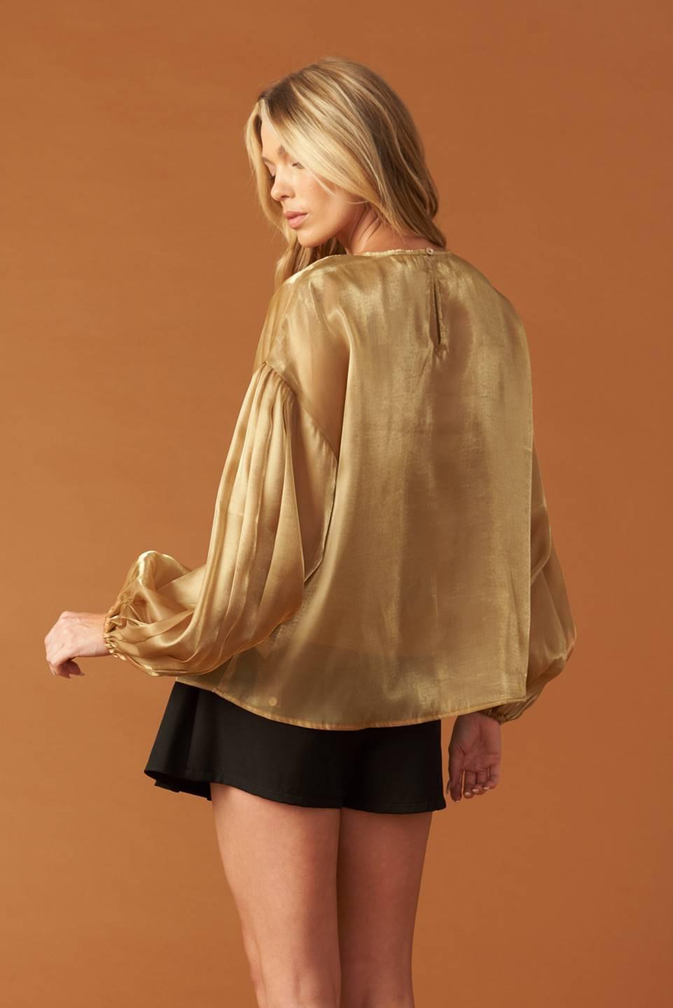 Time to Evolve Woven Top in bronze, view 7 — Soul Flow Apparel