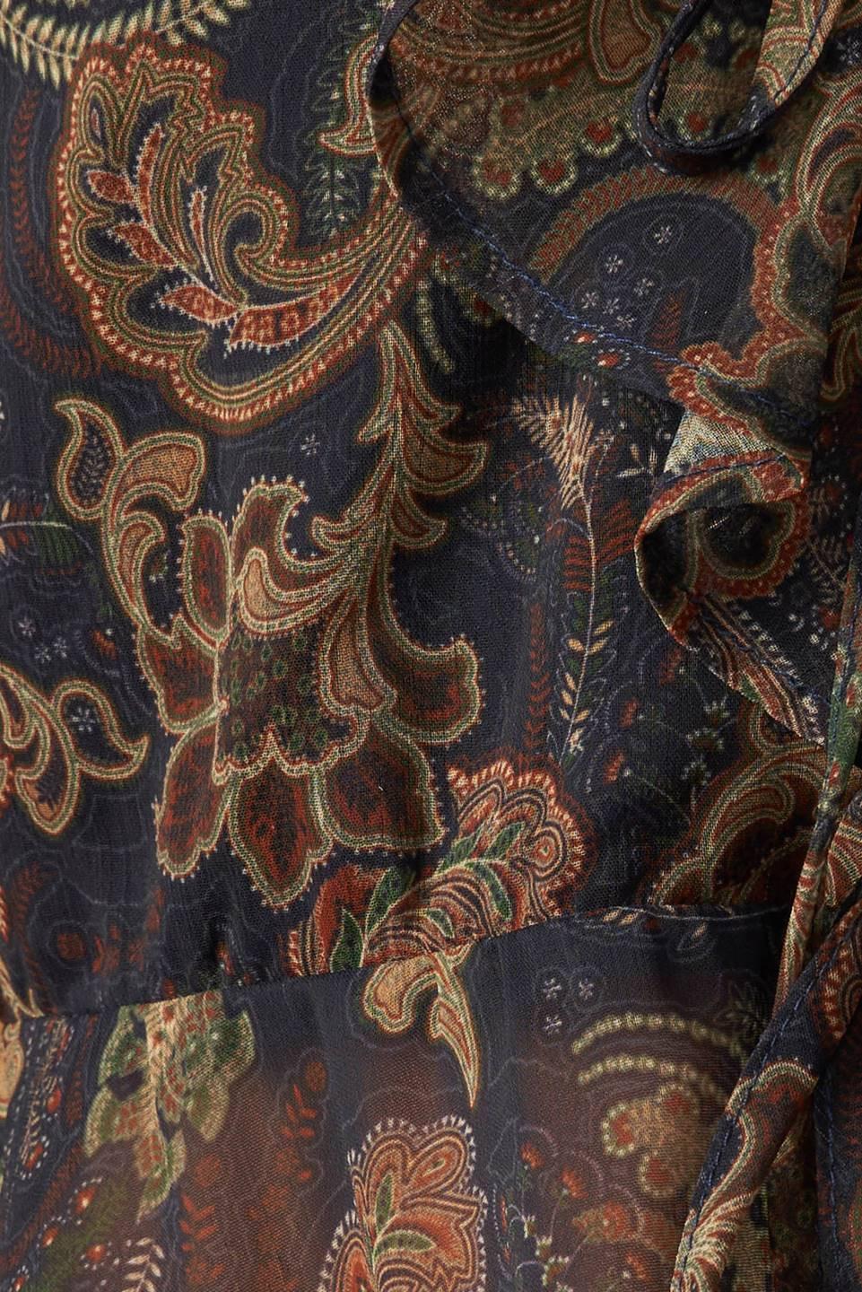 Secret Garden Woven Top in navy, fabric swatch — Soul Flow Apparel