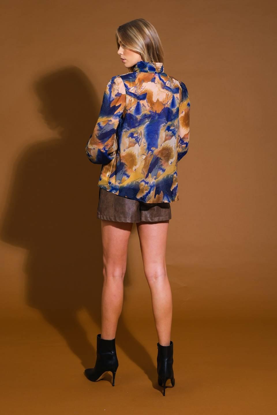 Always Celebrating Woven Top in navy taupe, view 6 — Soul Flow Apparel