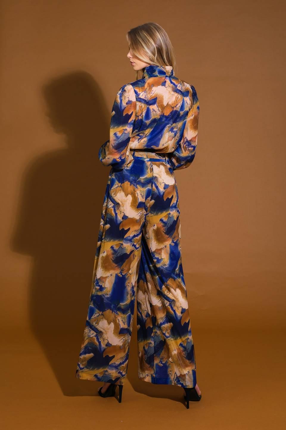 Always Celebrating Woven Top in navy taupe, view 8 — Soul Flow Apparel