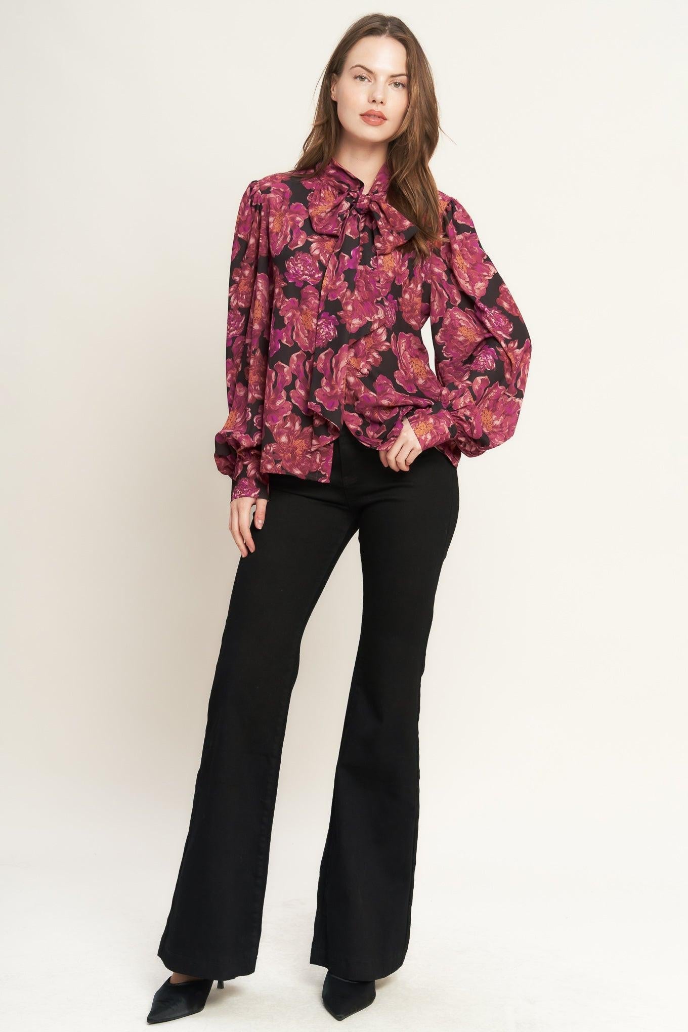 Beautiful Evenings Woven Blouse in black, view 2 — Soul Flow Apparel