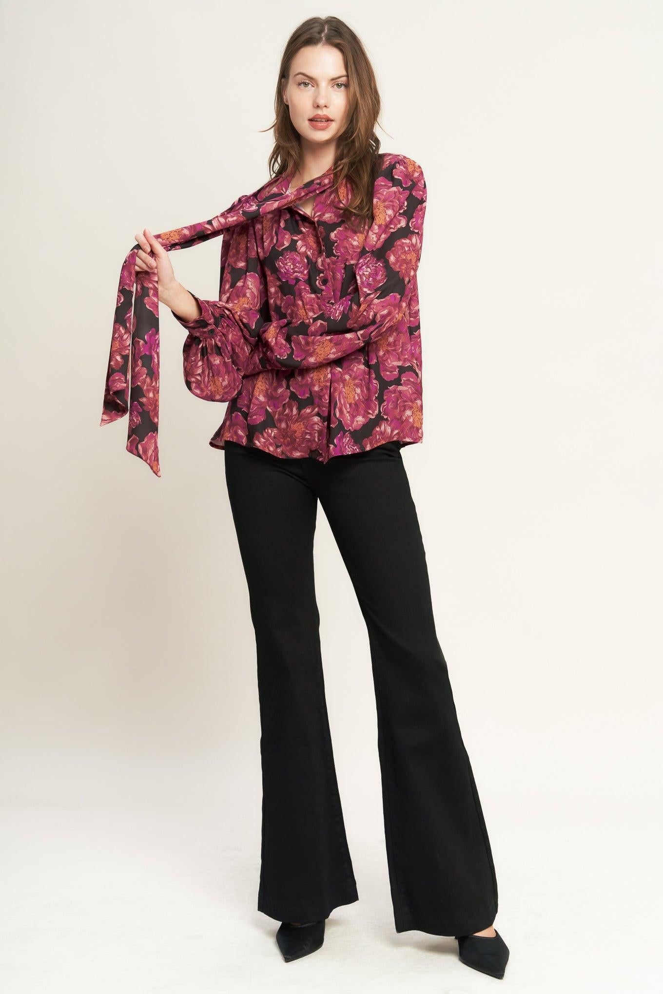 Beautiful Evenings Woven Blouse in black, view 4 — Soul Flow Apparel