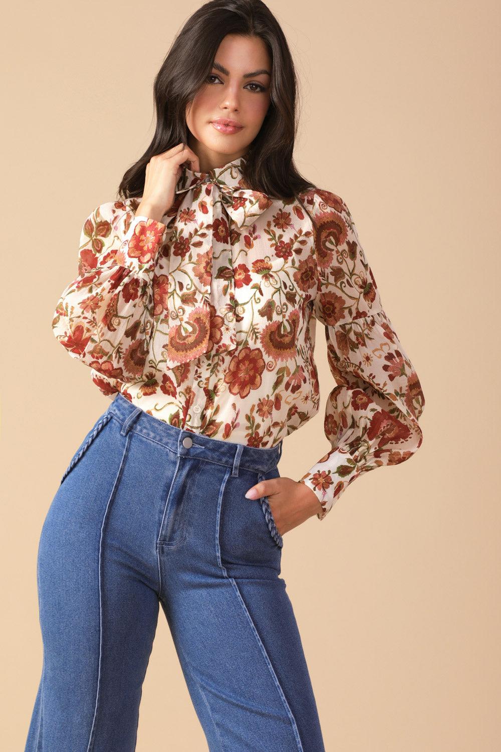 Memories in Focus Woven Blouse in ivory, view 1 — Soul Flow Apparel