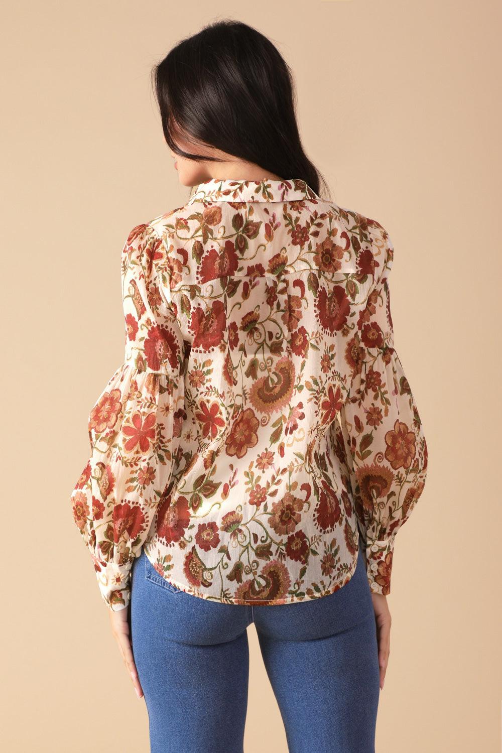 Memories in Focus Woven Blouse in ivory, view 2 — Soul Flow Apparel