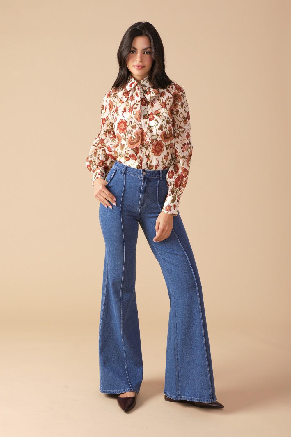 Memories in Focus Woven Blouse in ivory, view 3 — Soul Flow Apparel