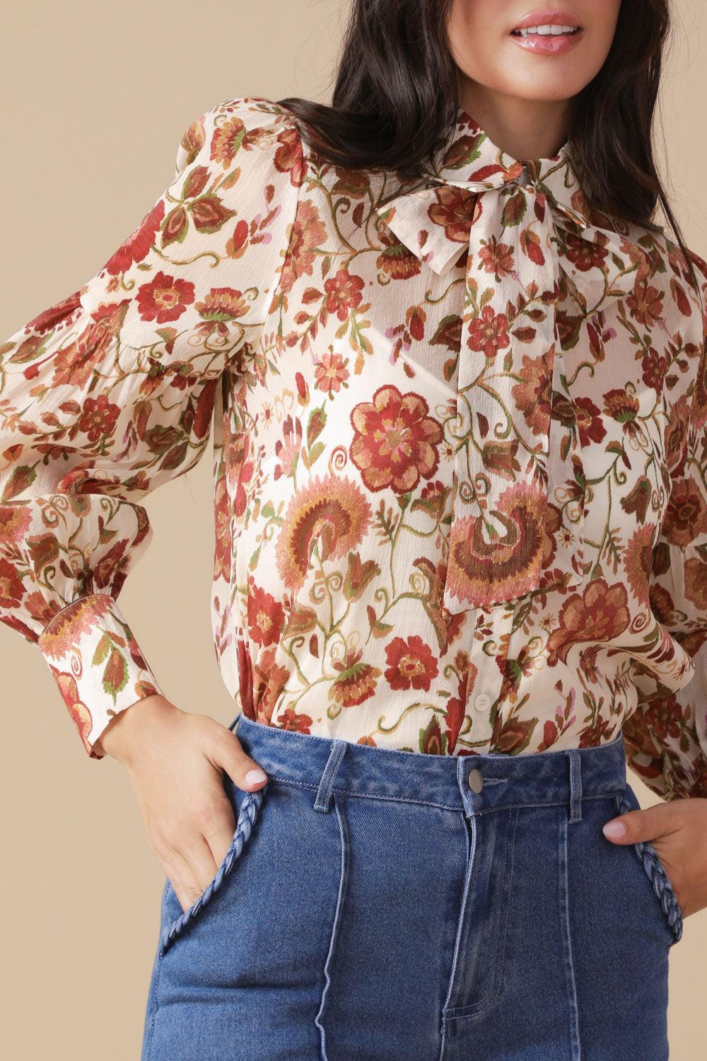 Memories in Focus Woven Blouse in ivory, view 4 — Soul Flow Apparel