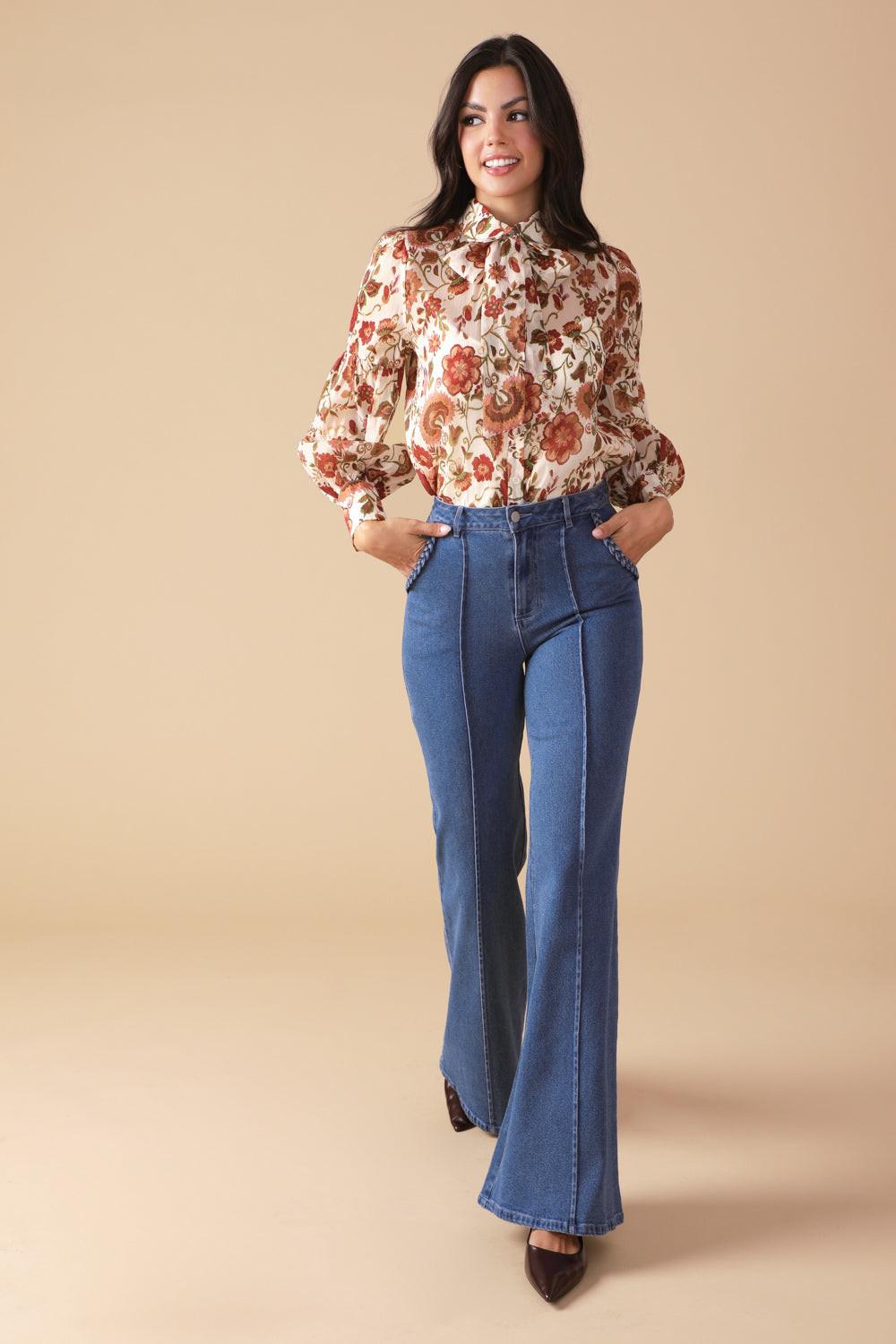 Memories in Focus Woven Blouse in ivory, view 6 — Soul Flow Apparel