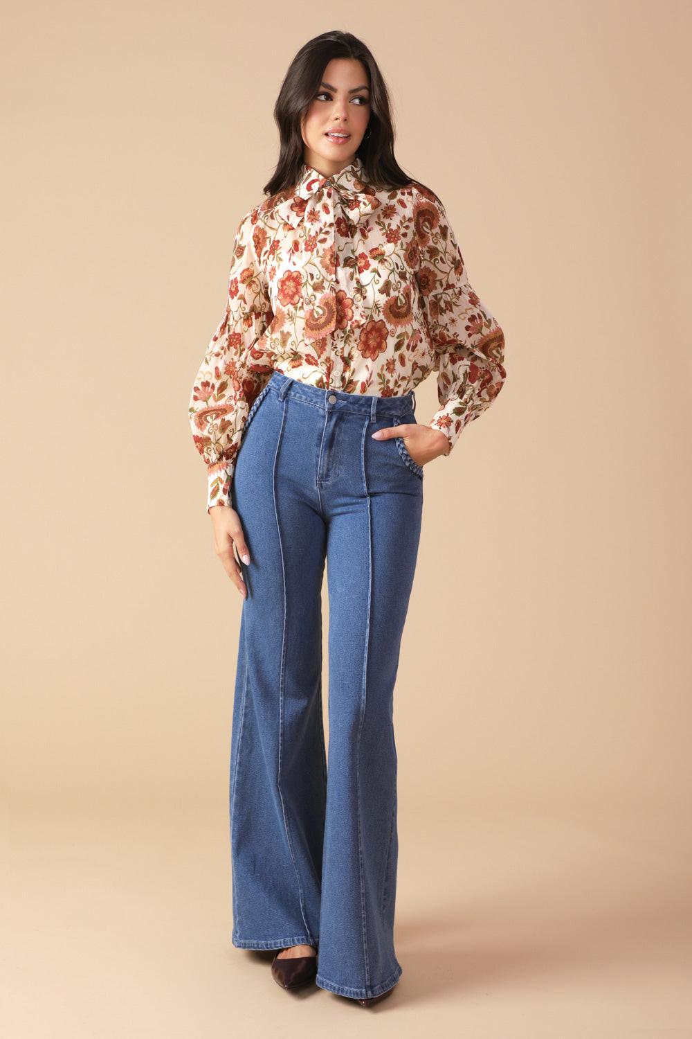 Memories in Focus Woven Blouse in ivory, view 7 — Soul Flow Apparel