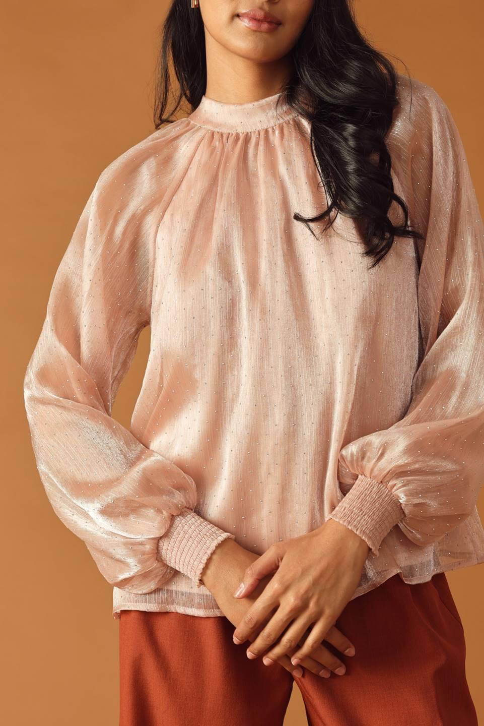 Highly Unpredictable Woven Top in rose, view 1 — Soul Flow Apparel