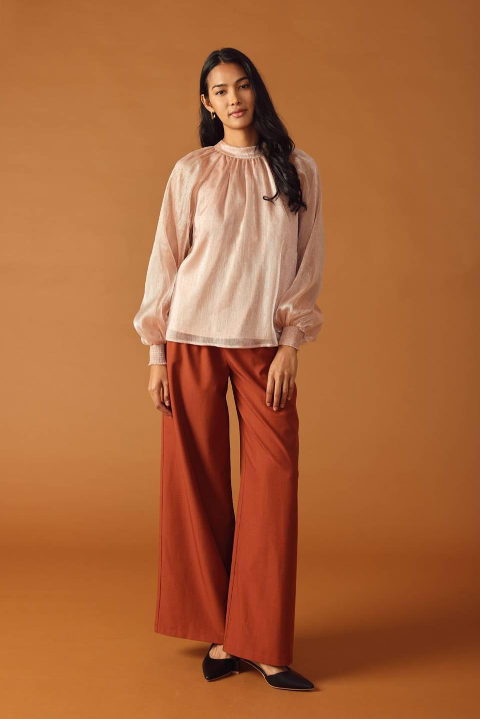 Highly Unpredictable Woven Top in rose, view 2 — Soul Flow Apparel