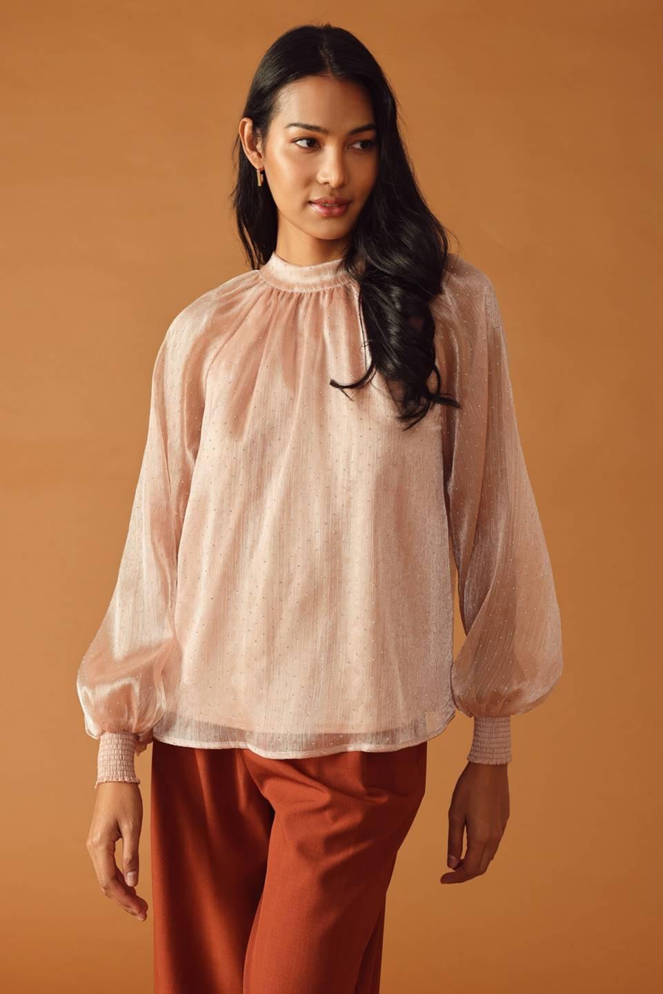 Highly Unpredictable Woven Top in rose, view 3 — Soul Flow Apparel