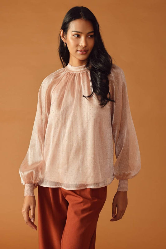Highly Unpredictable Woven Top in rose, view 3 — Soul Flow Apparel