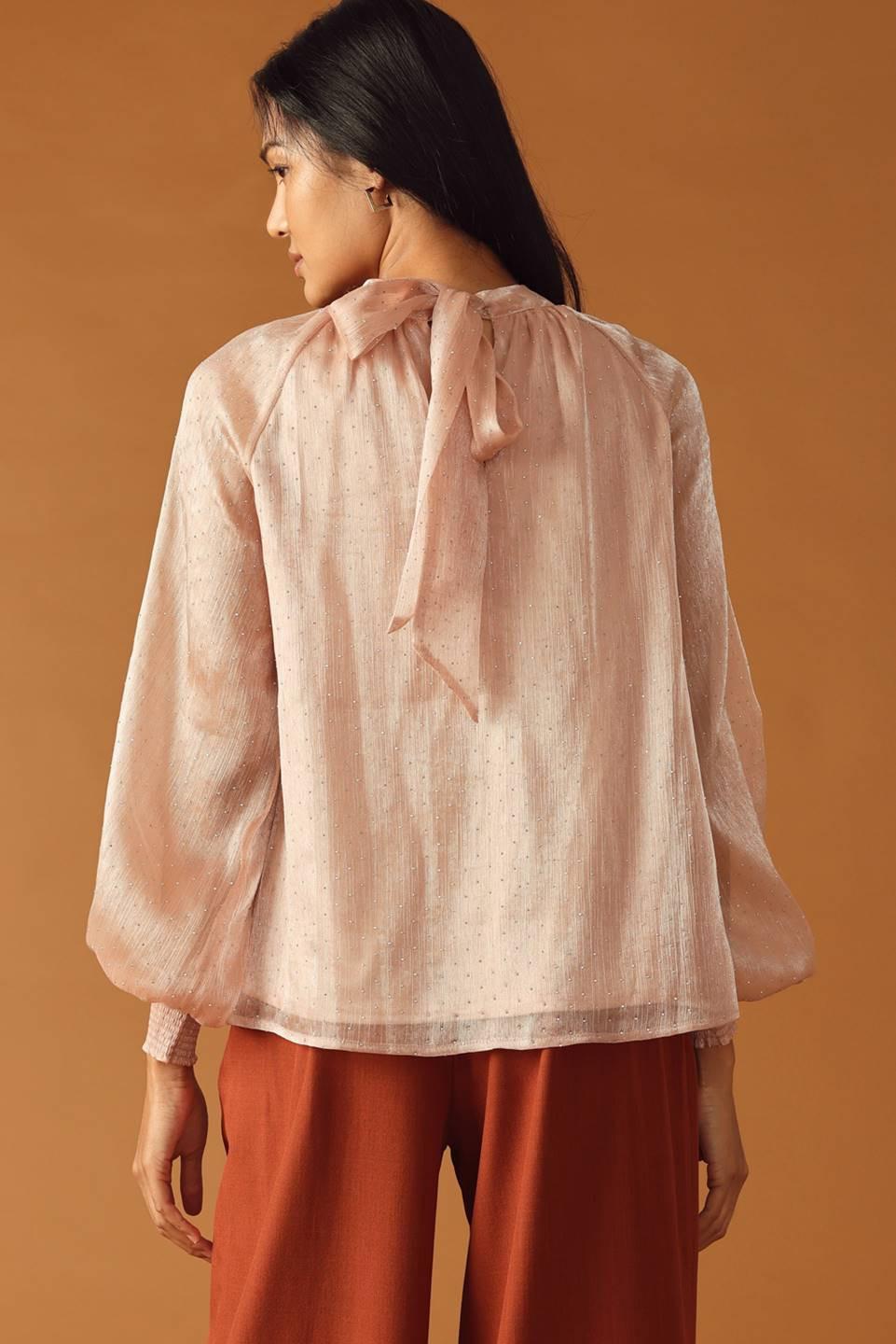 Highly Unpredictable Woven Top in rose, view 4 — Soul Flow Apparel