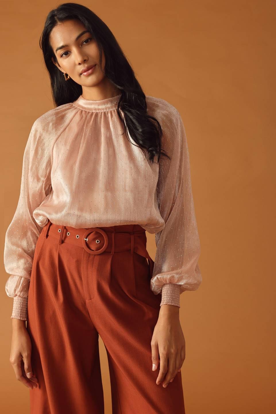 Highly Unpredictable Woven Top in rose, view 7 — Soul Flow Apparel