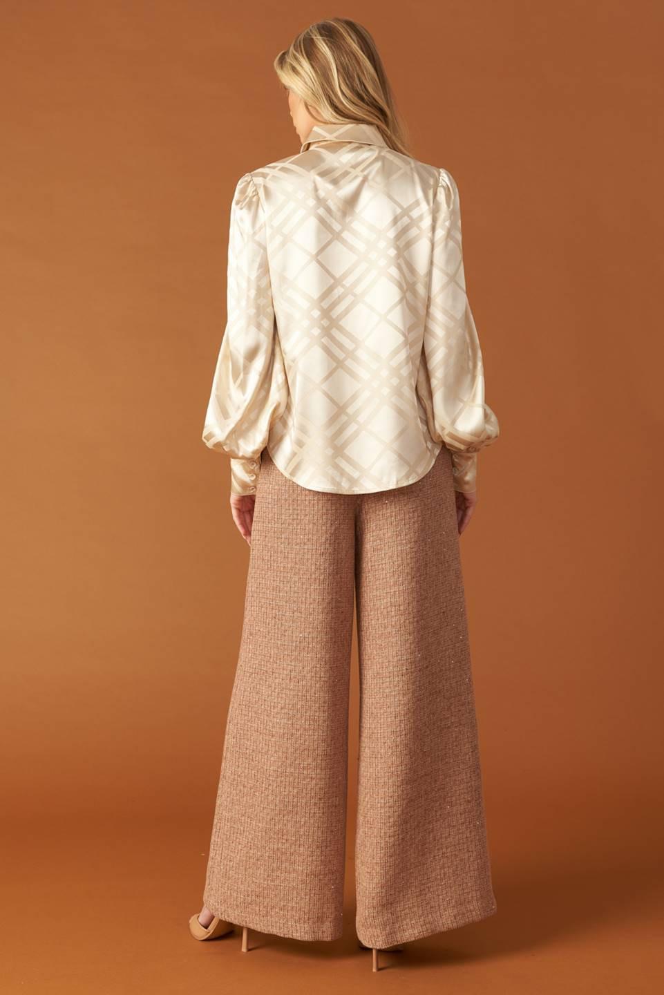 The Art of Balance Woven Satin Top in cream, view 1 — Soul Flow Apparel