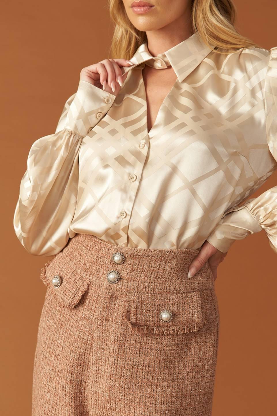 The Art of Balance Woven Satin Top in cream, view 6 — Soul Flow Apparel