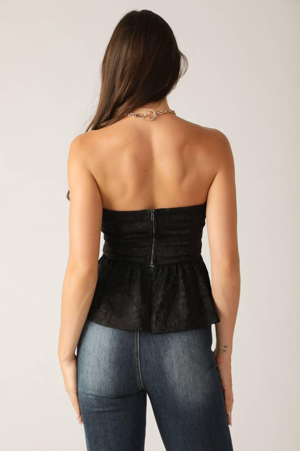 Elegant Essence Woven Top in black, view 2 — Soul Flow Apparel