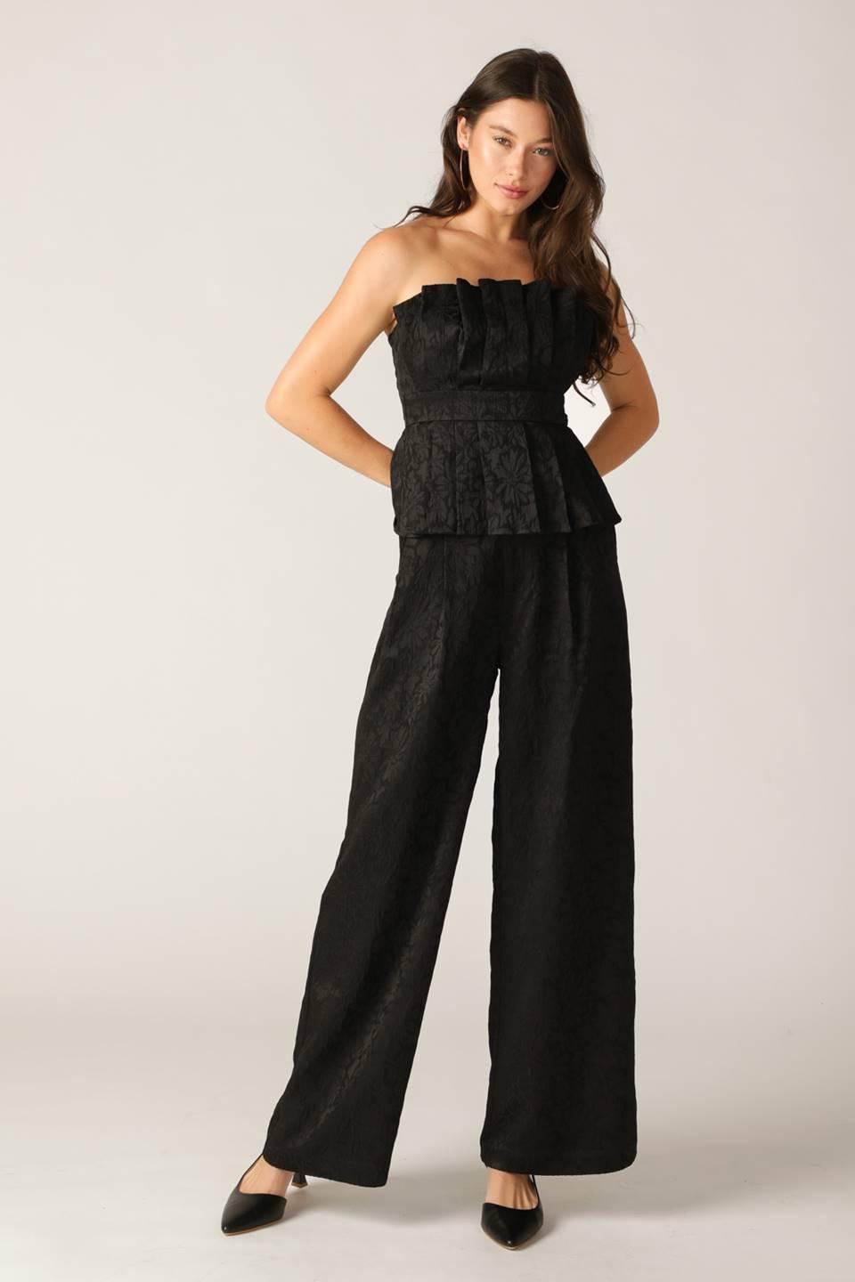 Elegant Essence Woven Top in black, view 6 — Soul Flow Apparel