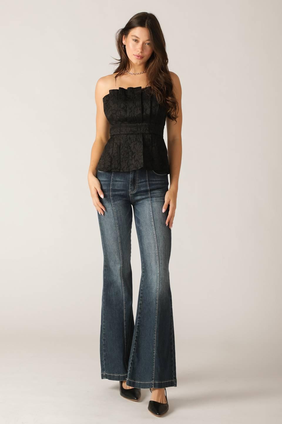 Elegant Essence Woven Top in black, view 7 — Soul Flow Apparel