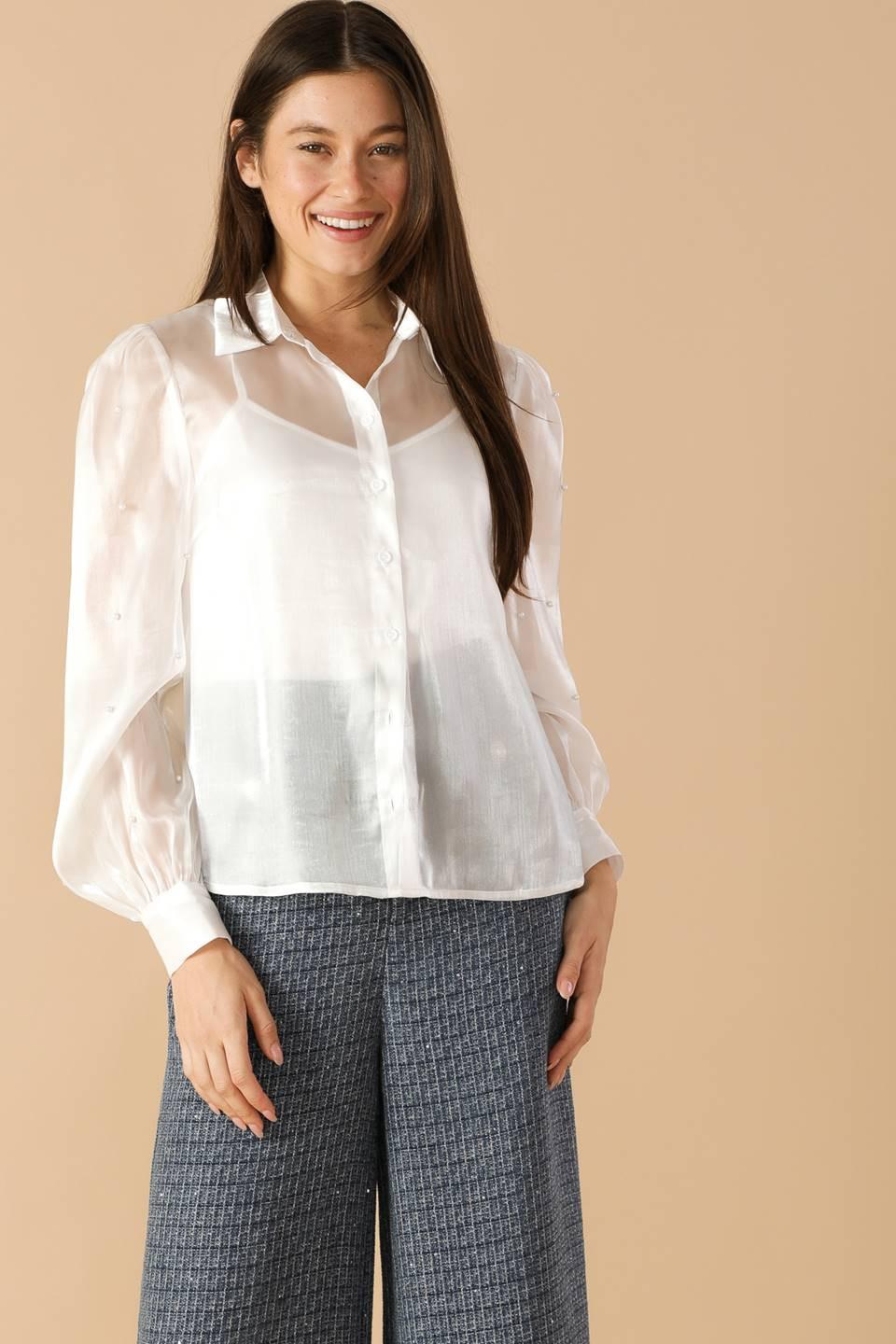 Girl on the Go Organza Top in cream, view 2 — Soul Flow Apparel