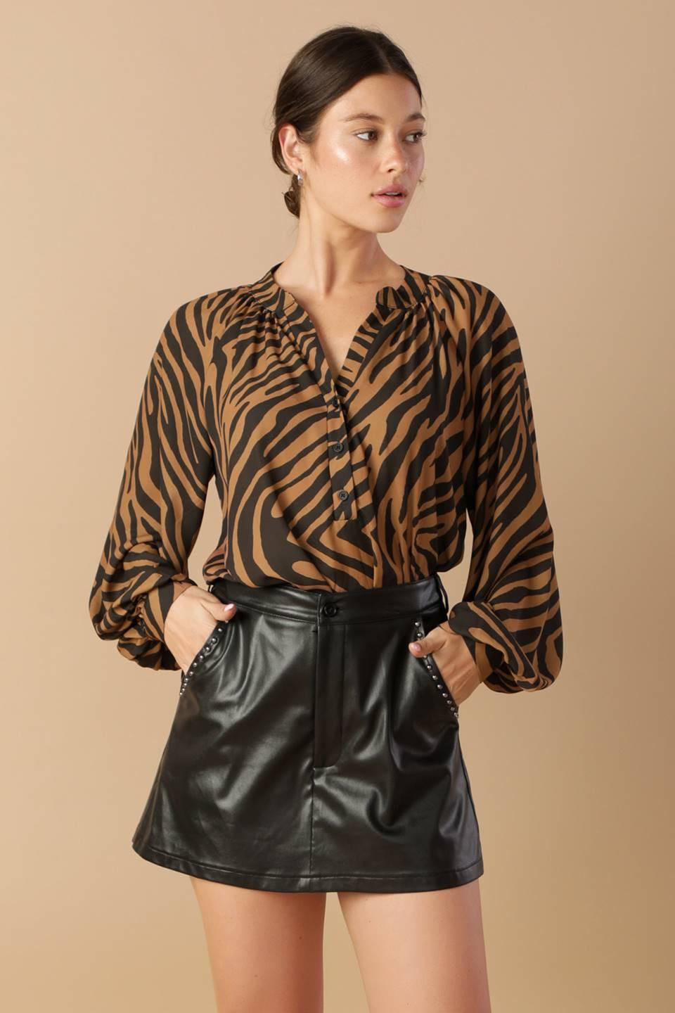 Loving Myself Woven Top in black bronze, view 1 — Soul Flow Apparel