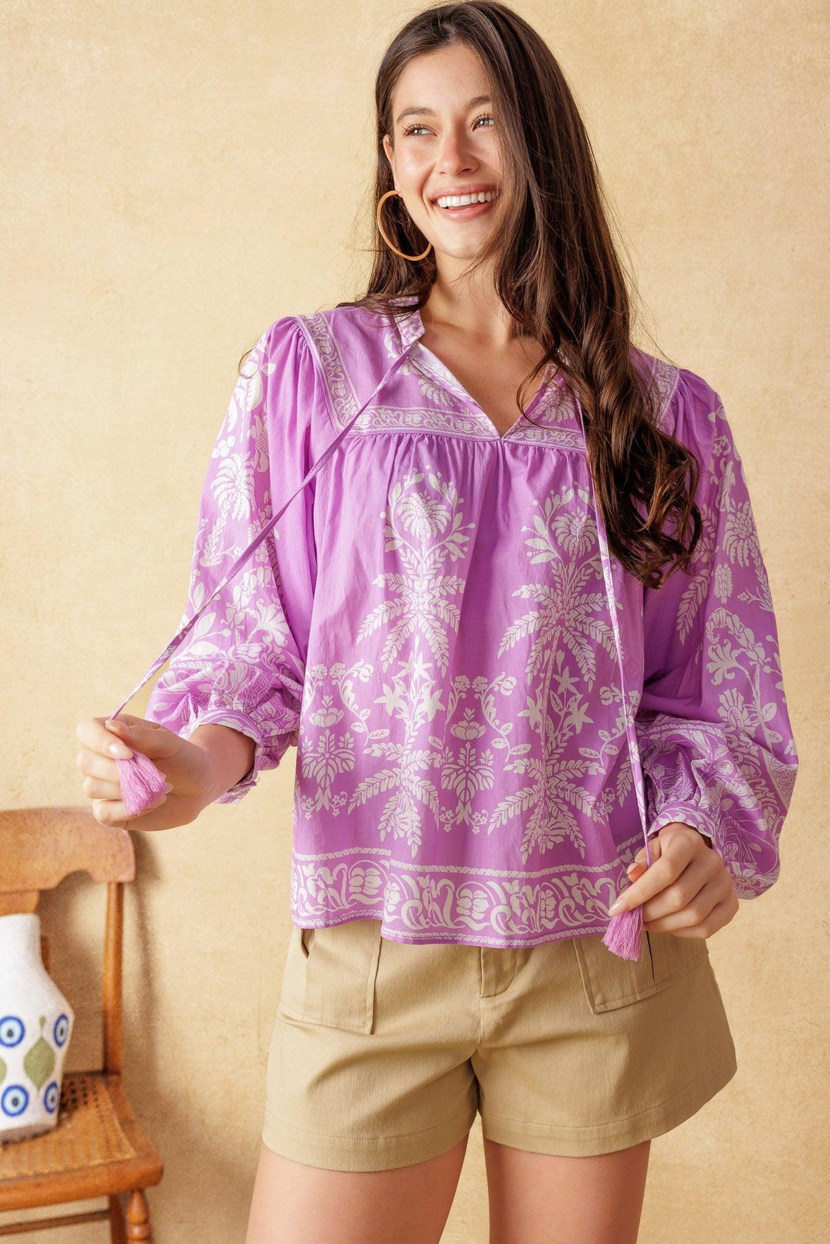 City Chic Woven Top in lavender, view 1 — Soul Flow Apparel