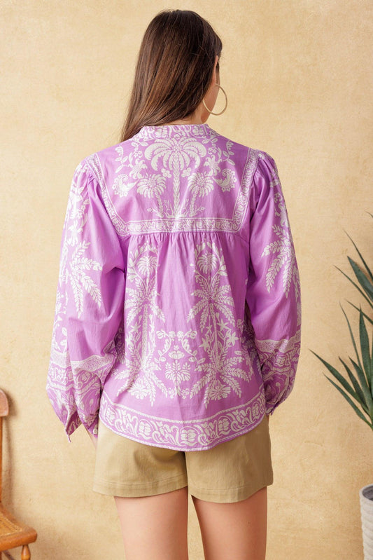 City Chic Woven Top in lavender, view 3 — Soul Flow Apparel