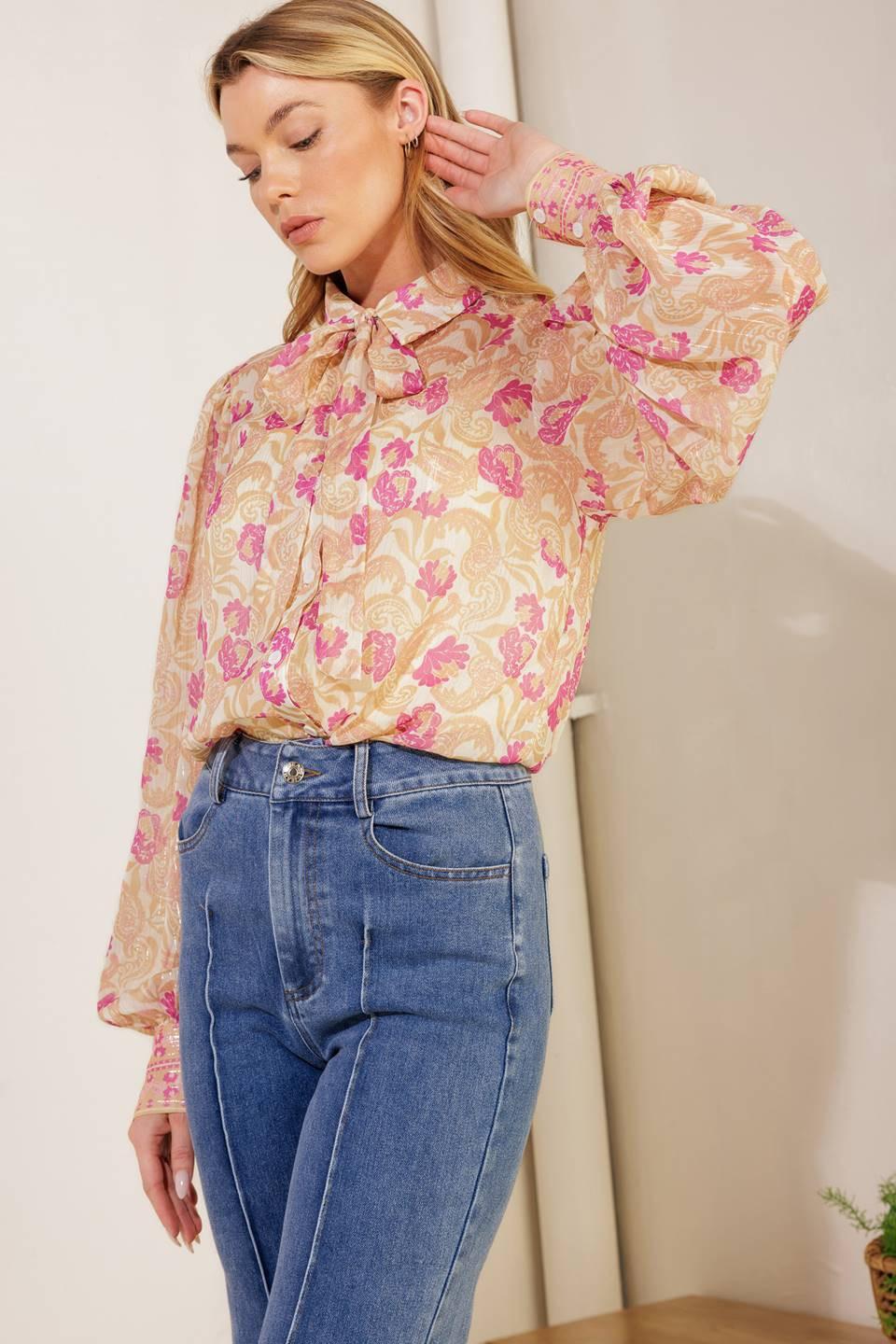 Against the Odds Woven Top in ivory lavender, view 6 — Soul Flow Apparel