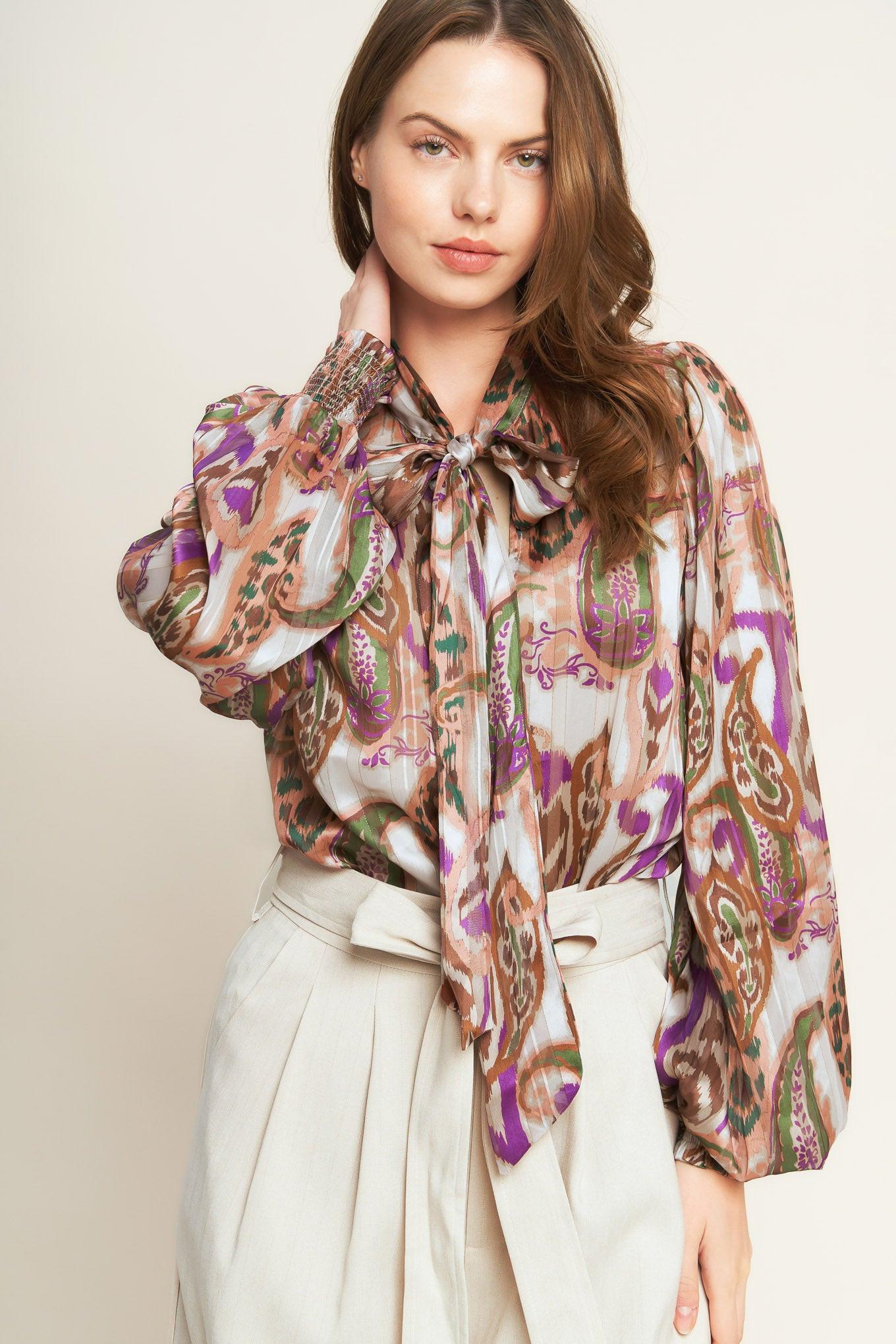 Try and Try Again Woven Top in cream brown, view 4 — Soul Flow Apparel