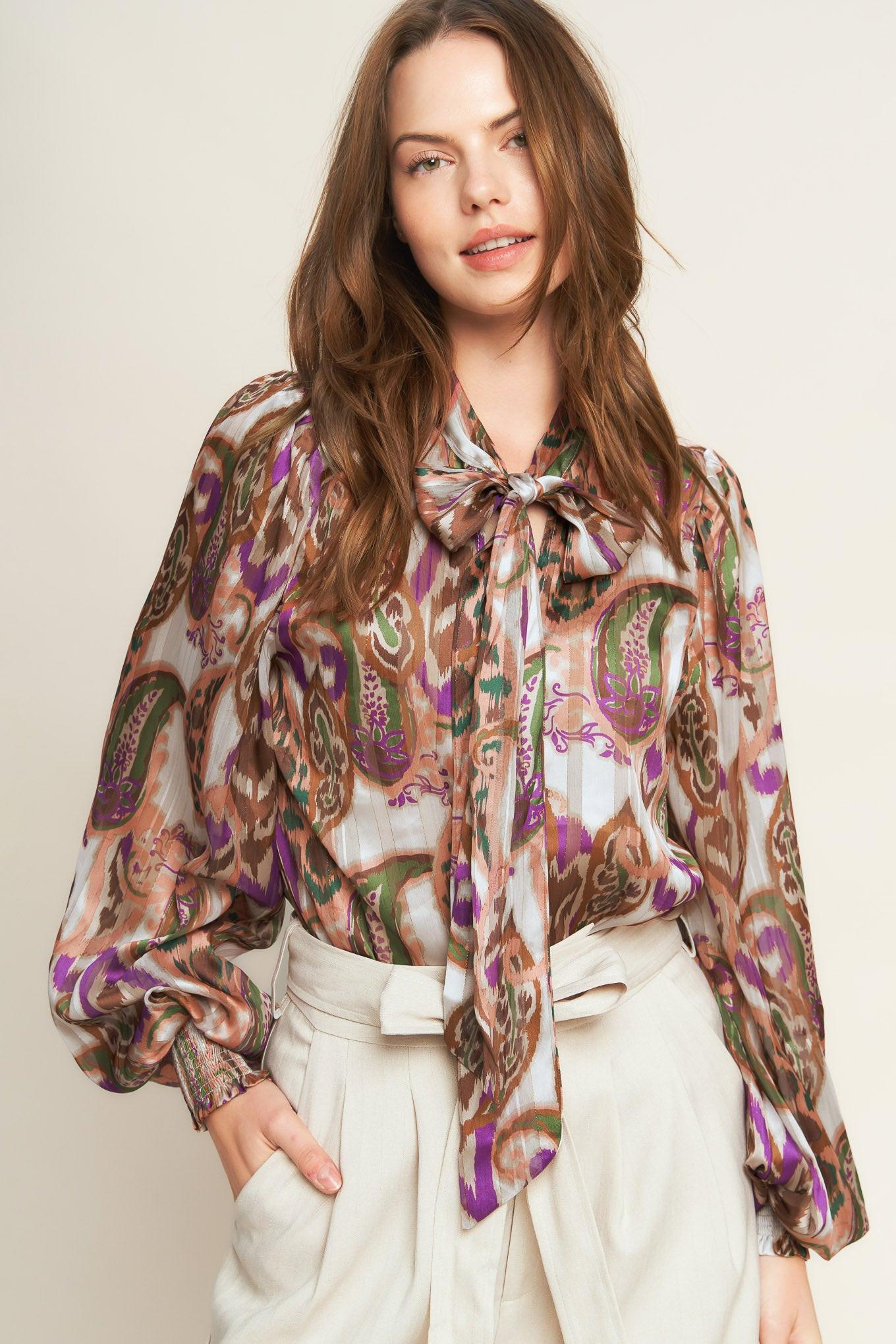 Try and Try Again Woven Top in cream brown, view 5 — Soul Flow Apparel
