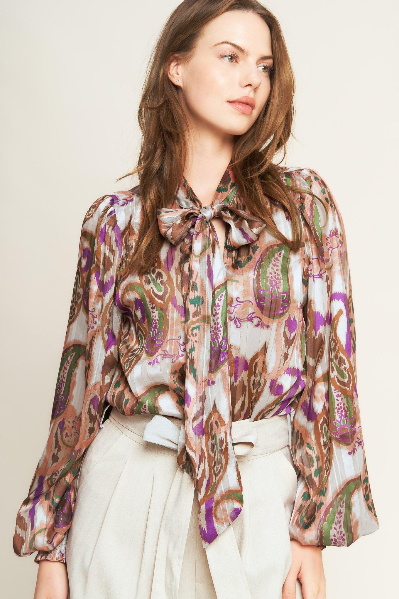Try and Try Again Woven Top in cream brown, view 6 — Soul Flow Apparel