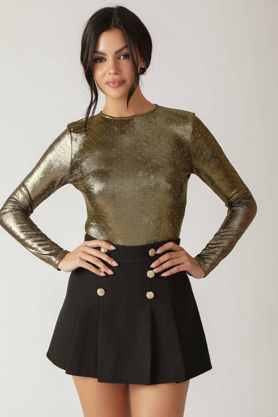 Let's Ride Embellished Bodysuit in gold, view 5 — Soul Flow Apparel