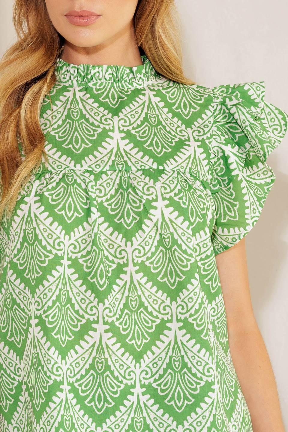 Want You Around Woven Top in green, view 1 — Soul Flow Apparel