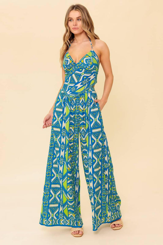 Stun Like Me Navy Woven Top and Pant Set, view 1 — Soul Flow Apparel