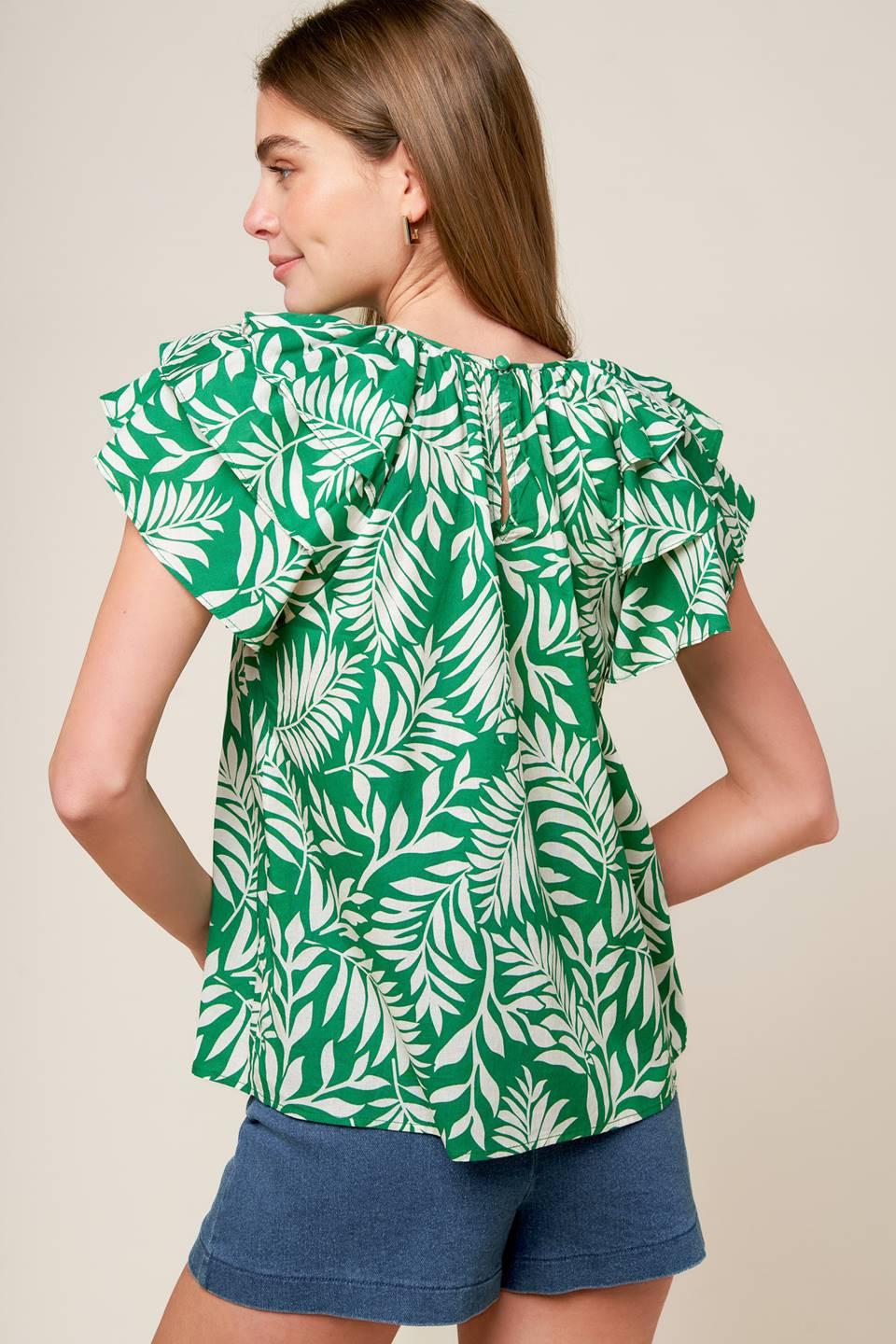 Roaming Around Green Woven Top in ivory, view 5 — Soul Flow Apparel