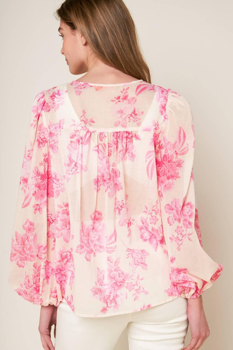 Lagoon Daydreams Woven Top in ivory pink, view 3 — Soul Flow Apparel