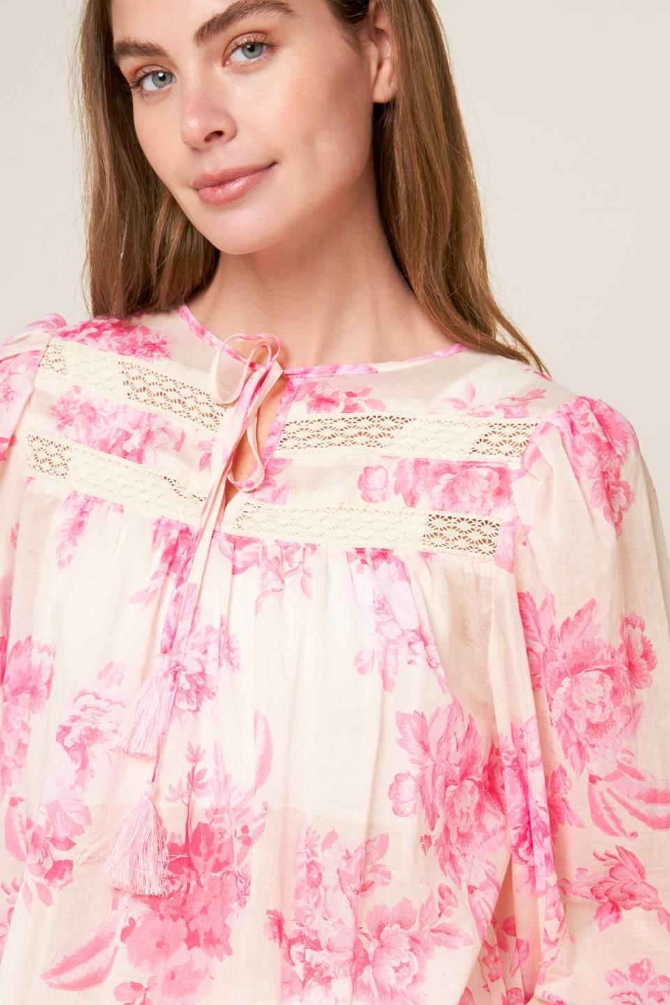 Lagoon Daydreams Woven Top in ivory pink, view 4 — Soul Flow Apparel