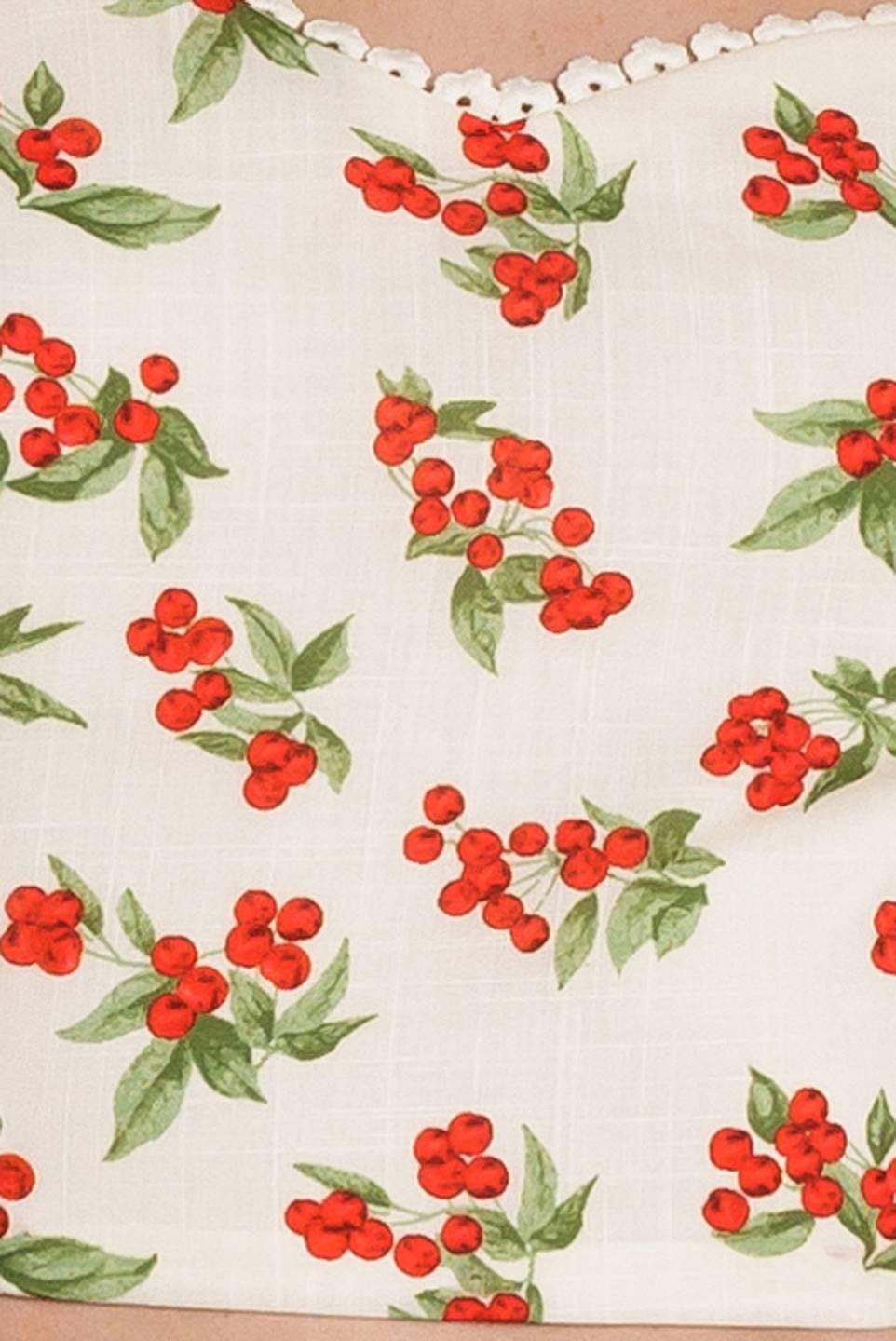Truly Yours Woven Top in cream red, fabric swatch — Soul Flow Apparel
