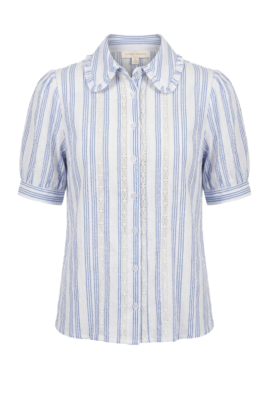 Love Letters Woven Top in white blue — Soul Flow Apparel