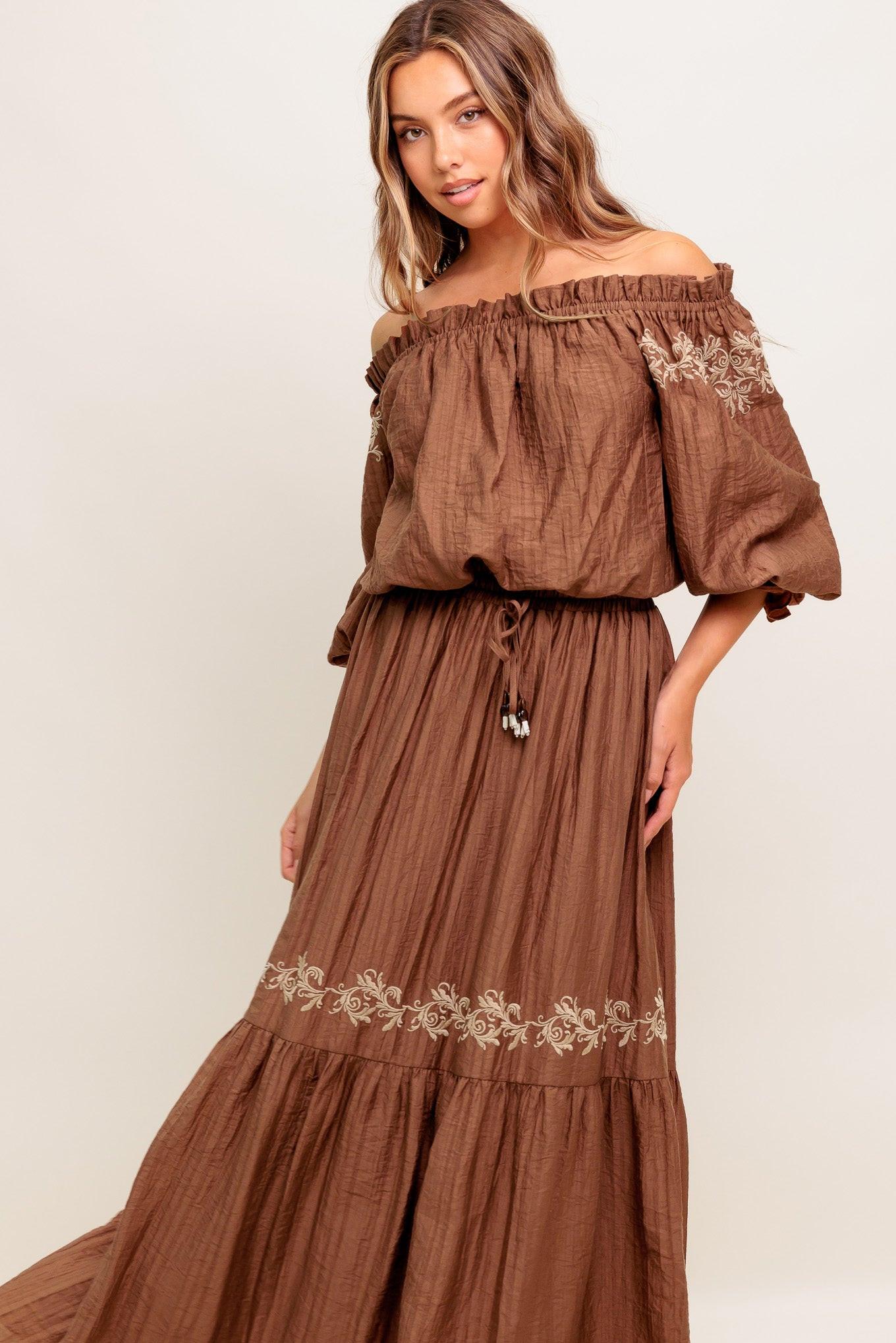 Full Speed Ahead Brown Woven Top, view 6 — Soul Flow Apparel