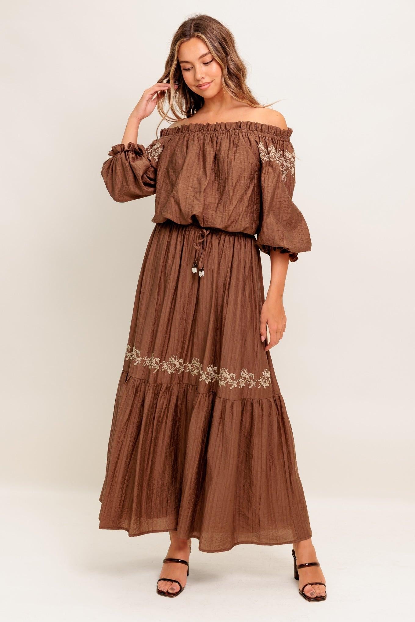 Full Speed Ahead Brown Woven Top, view 9 — Soul Flow Apparel