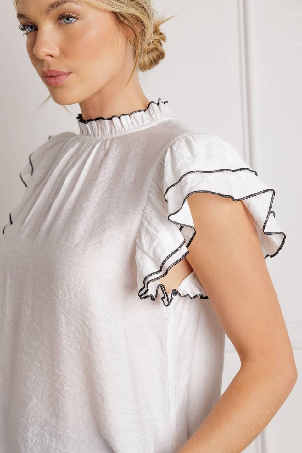 Push the Limit Woven Top in white, view 2 — Soul Flow Apparel