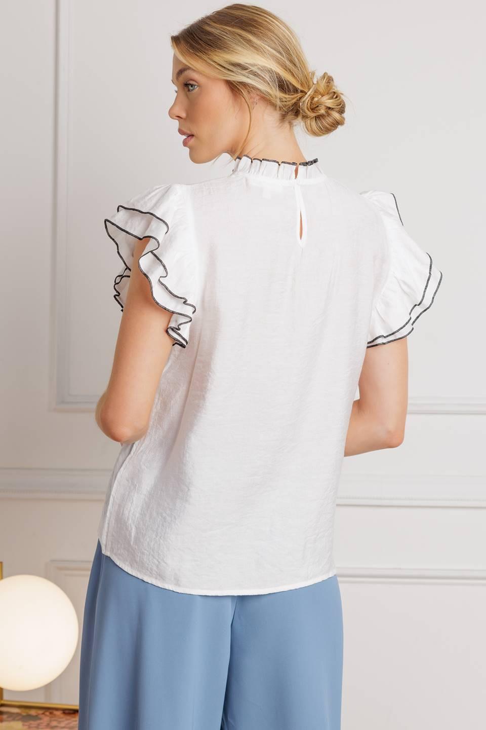 Push the Limit Woven Top in white, view 3 — Soul Flow Apparel