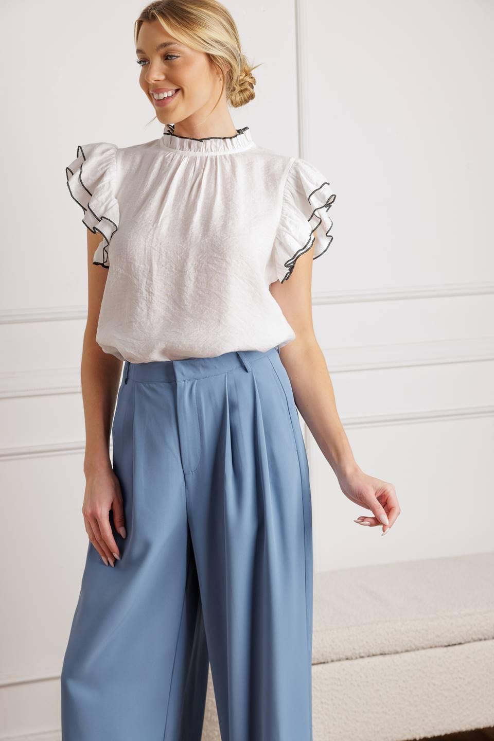 Push the Limit Woven Top in white, view 5 — Soul Flow Apparel